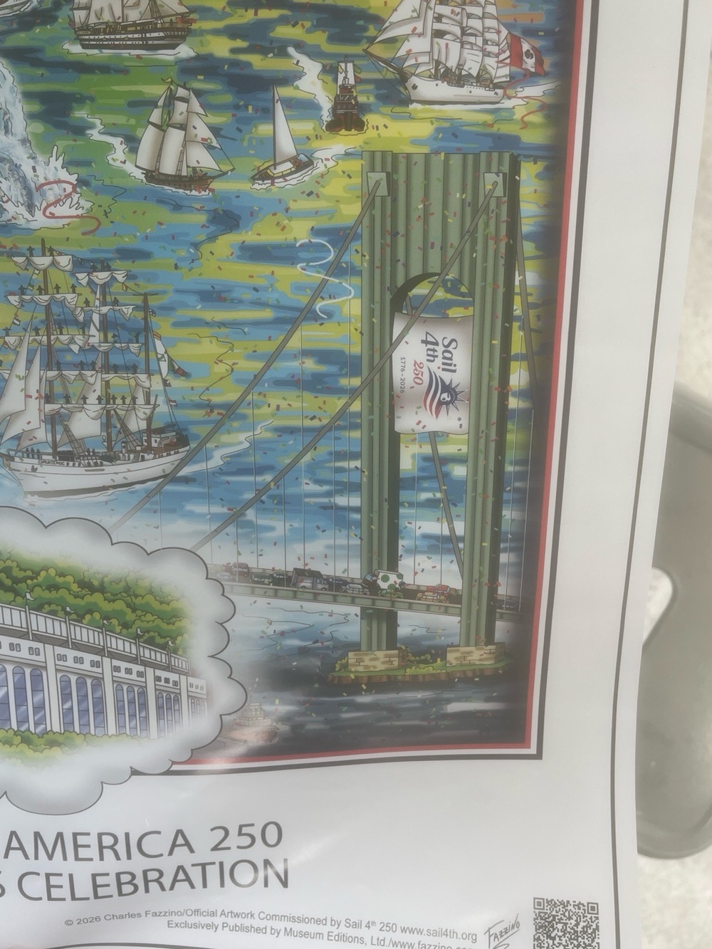 America 250 18x24 Celebration Poster NEW York Yankees Charles Fazzino 6/2/2026 - Picture 5 of 6